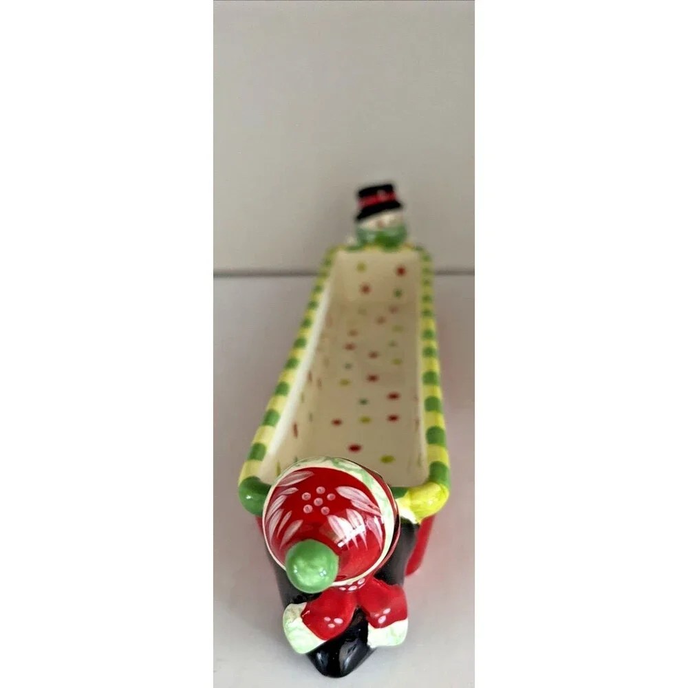 Temp-tations Winter Whimsy Holiday Ceramic Cracker Tray Snowman Penguin 12